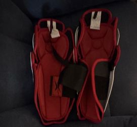 R TronX Ice Hockey 14" Shin Guard Pads Padded White/Red/Black Pair