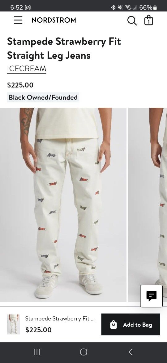 ICECREAM Stampede Strawberry Fit Straight Leg Jeans

 Mens 36x32 NEW