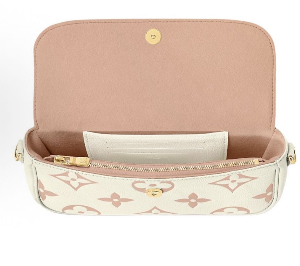 LOUIS VUITTON IVY Logo Logo Cowhide Baguette Bag Single Shoulder Crossbody Wallet Latte White Pink (776)67