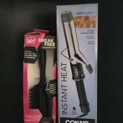 Wet Blow Out Brush And Conair Curling Iron Set
