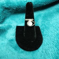 Sterling silver set moonstone adjustable ring (More Than 1 Available)