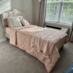 Twin Size Adjustable Headboard With Bed Frame 