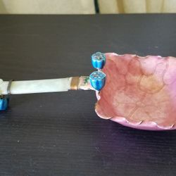 Antique Cloisonne Ladle with Jade Handle Damaged