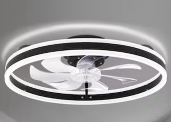 20-in Matte Black Fandelier Ceiling Fan With LED Light and remote