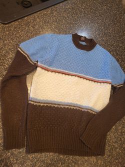 Men sm JCPenney Gearing Up blue/white/brown vintage sweater Lot 29