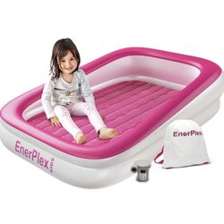 EnerPlex Inflatable Travel Bed with High Speed Pump, Portable Air Mattress for Kids on The Go
