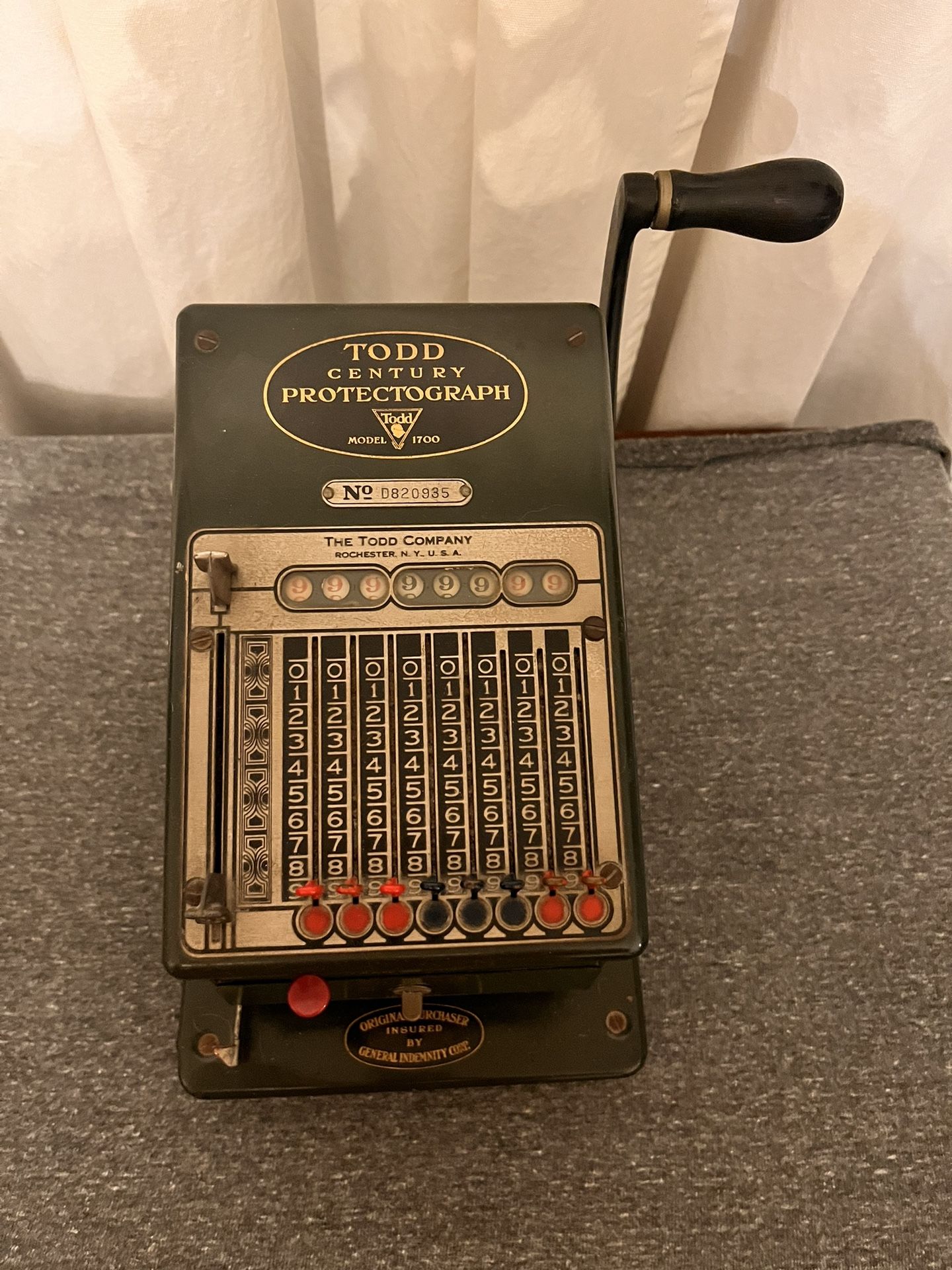 1920s Todd Protectograph Model 1700 for Check Fraud Prevention 