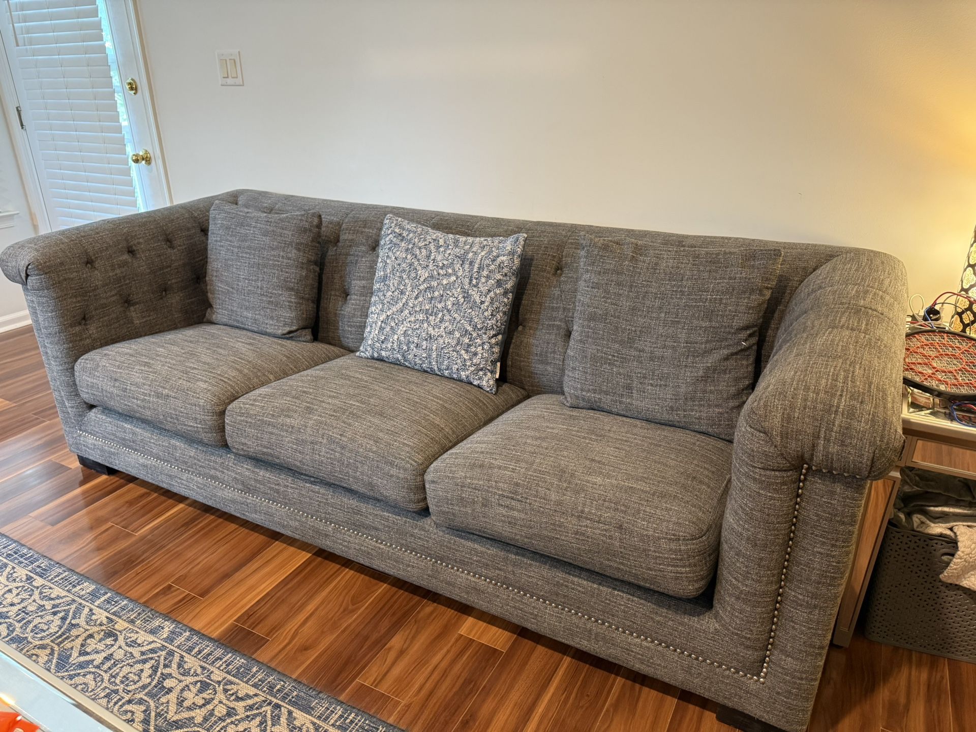 Beautiful Tufted Gray Sofa Set – $700 OBO (Set Only)