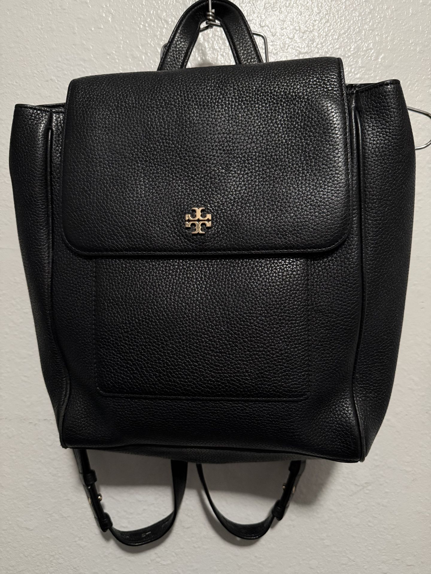 Tory Burch Black Brody Pebbled Leather Backpack