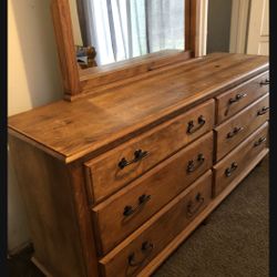 Mirror With Dresser With Black Metal Accents