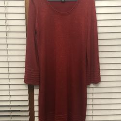 Red Glitter Knit Dress – Size Large – Elegant & Eye-Catching