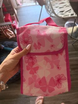 Pink Butterfly Insulated Lunch Bag
