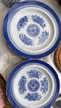 Blue and White Floral Ceramic Dinner Plates