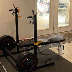 Gym Equipment, Bench Press And Free Weights 