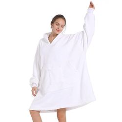 Blanket Hoodie Sweatshirt, Wearable Blanket Oversized Cozy Warm Sherpa with Sleeves and Giant Pocket for Adult Kids