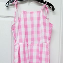 Womens Girls Gingham Print Dress S
