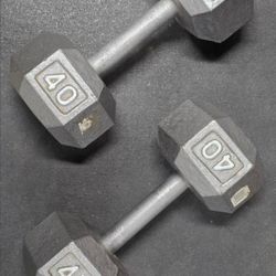 40lb Barbell Cast Iron Hex Dumbbell Pair