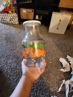 1980's Vintage Anchor Hocking Orange Juice Decanter
