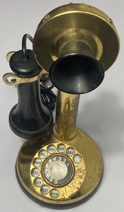 Vintage Rotary Telephone Brass Nickel  (#1159)