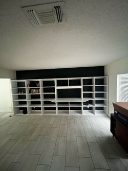 Wood desk and bookshelf  unit