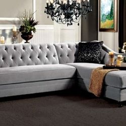 Brand New Grey & Black Super Plush Sectional Sofa (Pillows Included)