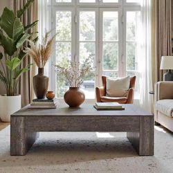 New assembled HL0201 Living Room Rectangular Coffee Table, 51-Inch Farmhouse Accent Center Cocktail