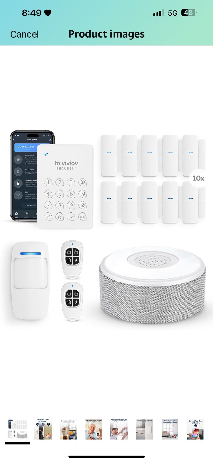 tolviviov Alarm System for Home Security, Door Alarm Systems, App Alerts, 15Piece Kit, No Monthly fee, WiFi