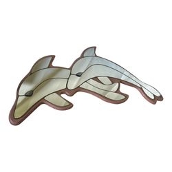 VINTAGE 1980s Monumental Coastal Dolphin Wall Mirror w/ Pink Trim