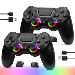 new 2 Pack for PS4 Controller, Wireless Controller for PS4/Pro/Slim/PC, with 2 Rear Button and 2 USB-C Cable (Black) (Black) About this item 🎮【Get