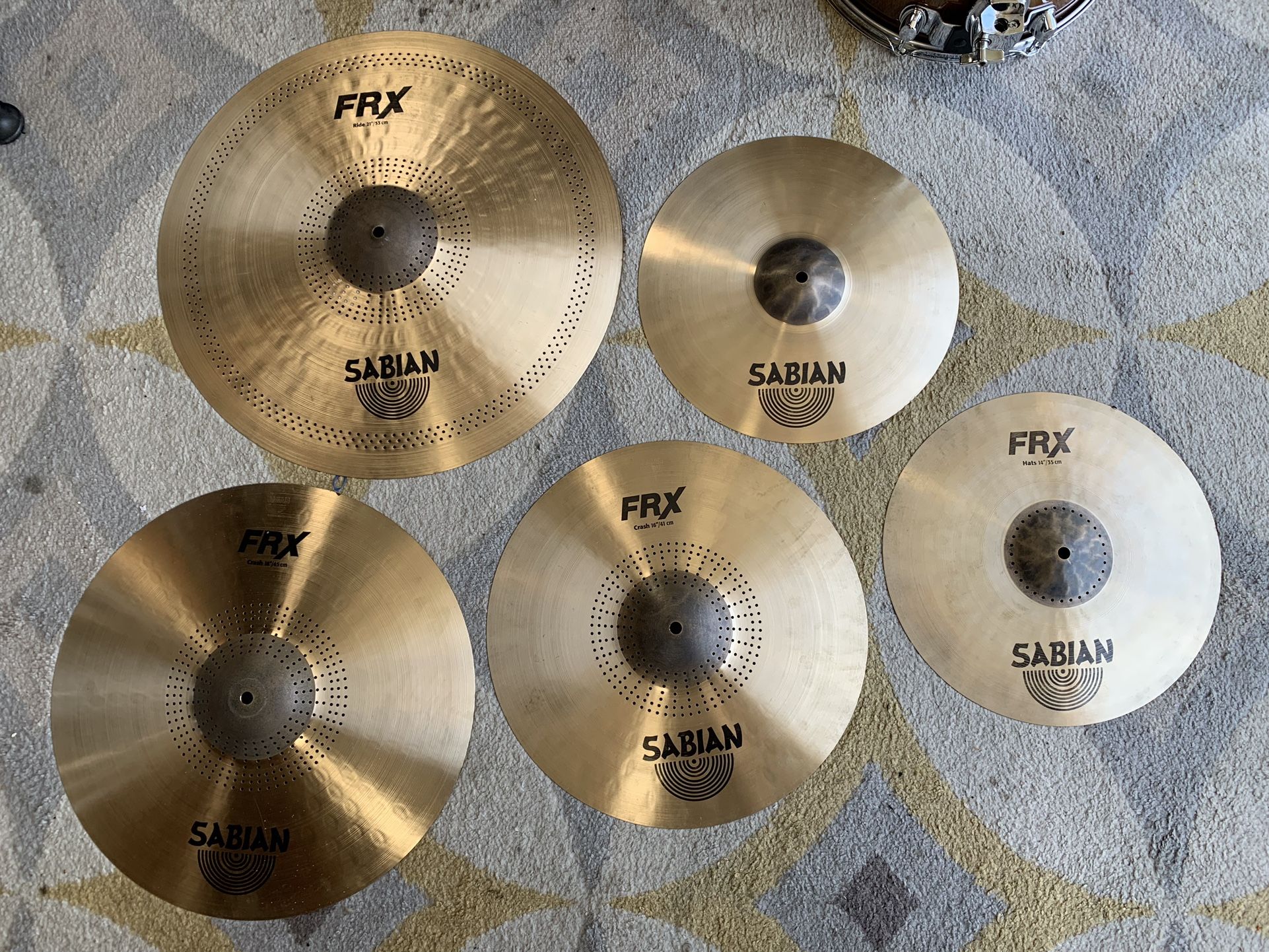 Sabian FRX Series Set 16” Crash 18” Crash 21” Ride 14” Hi Hat Drum Cymbals Retail for $2114.99