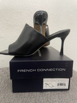 French Connection Kelly High Heel Slide Sandals in Black Size 8.5