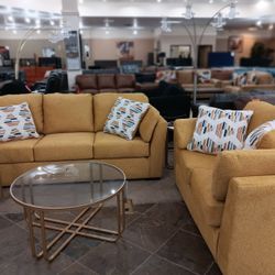 Yellow Sofa And Loveseat 