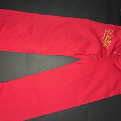 Ed Hardy Women's Red Wide-Leg Sweatpants, Size Large, Dragon Retro