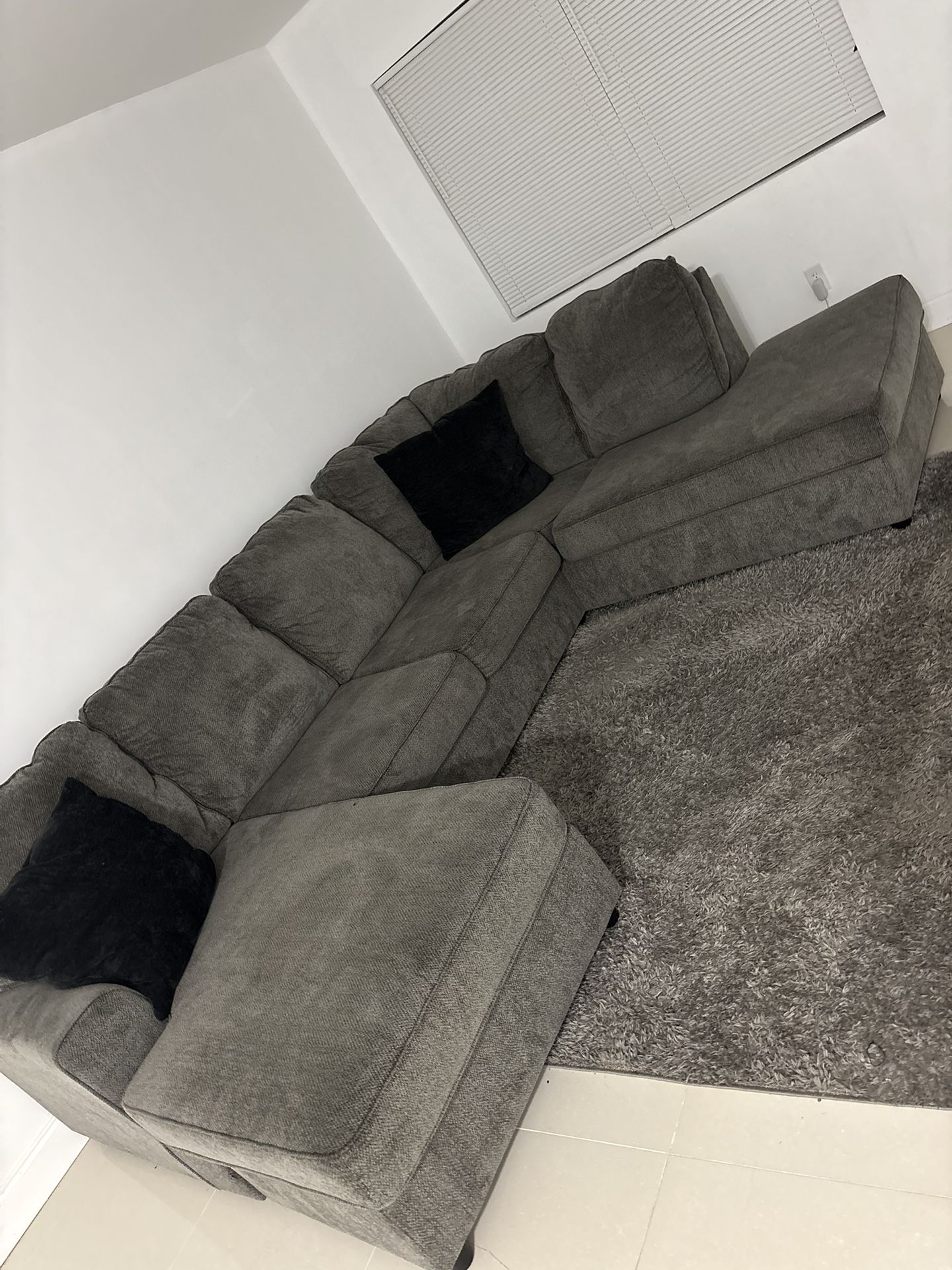 Grey U-Shaped Couch