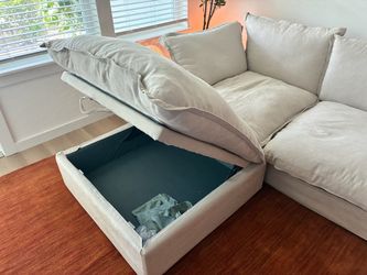 Light Gray Sectional Sofa with Storage Ottoman