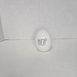 Hobby Lobby Rae Dunn Style Ceramic Easter Egg "HOP" White Farmhouse Home Decor