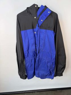 Vintage REI Gore-Tex Parka Jacket Mens Large Blue Black Hooded Waterproof