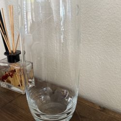 2 Tall Flower Glass Vases 