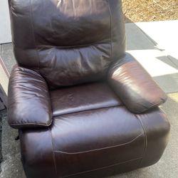 Brown/Dark Maroon Leather Chair Recliner 
