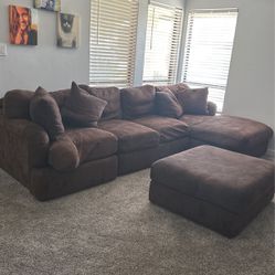 Dark Brown Suede Couch 