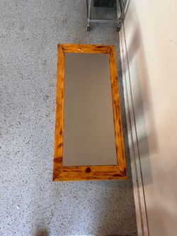 Wooden side table aluminum metal center