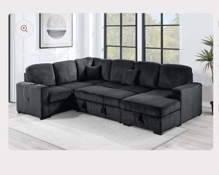 NEW LARGE U Shape Sectional Couch Set with STORAGE CHAISE Sofa Lounge Under Seat Sofabed Convertible Pullout Sleeper Convert into Bed Ashley Style BIG