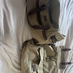 Bella Russo Canvas Leather Backpack And Rolling Carry-on Luggage Read