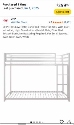 Twin bunk bed -  White