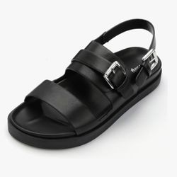 CosyFever Women's Flat Footbed Sandals Slip On Adjustable Back Strap Comfortable Walking Shoes for Summer Work Casual Outfits