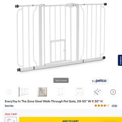 Adjustable Width 29”-50" W X 30" H Steel Walk Through Tension Pet Gate Door for Pets