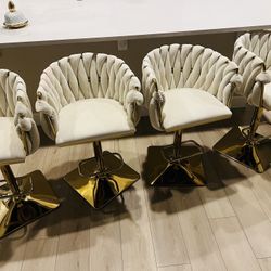 ATOMHOME Velvet Swivel Bar Stools 4piec