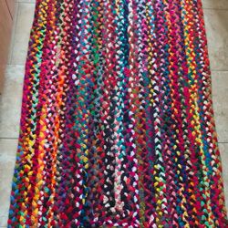 Ornello Geometric Hand Braided Cotton Area Rug Runner 2'6" x 8’