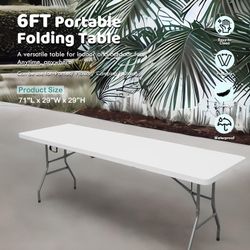 6 Ft Folding Table For Outdoor 6ft Portable Plastic Camping Picnic Party