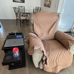 End Table with Charging Port For Electronics And Drink Holder